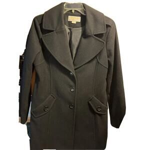 Michael Michael Kors Women’s Size 10 Black Wool Long Sleeve Button Down Coat
